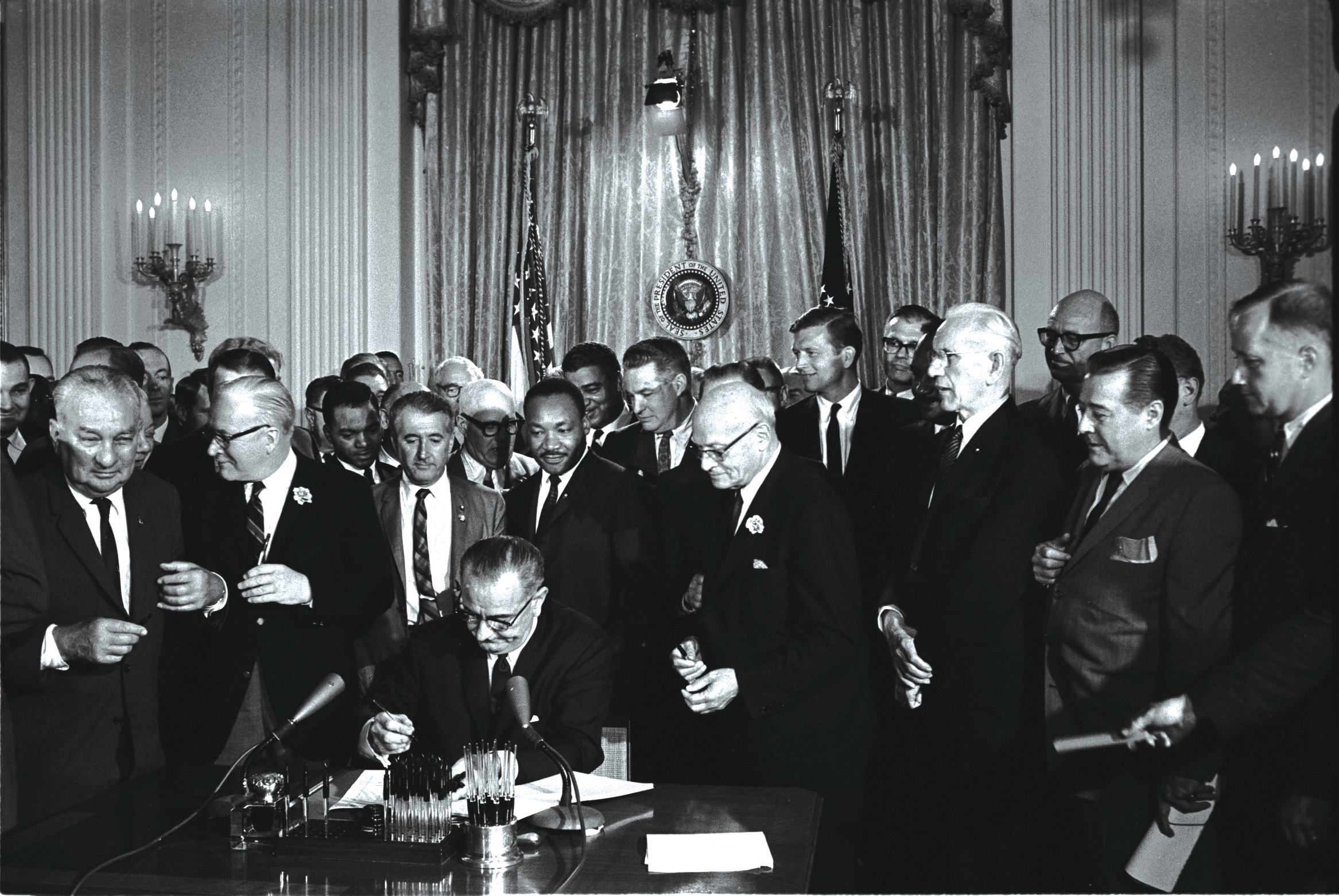 President Lyndon B. Johnson signing Civil Rights Act On July 2, 1964